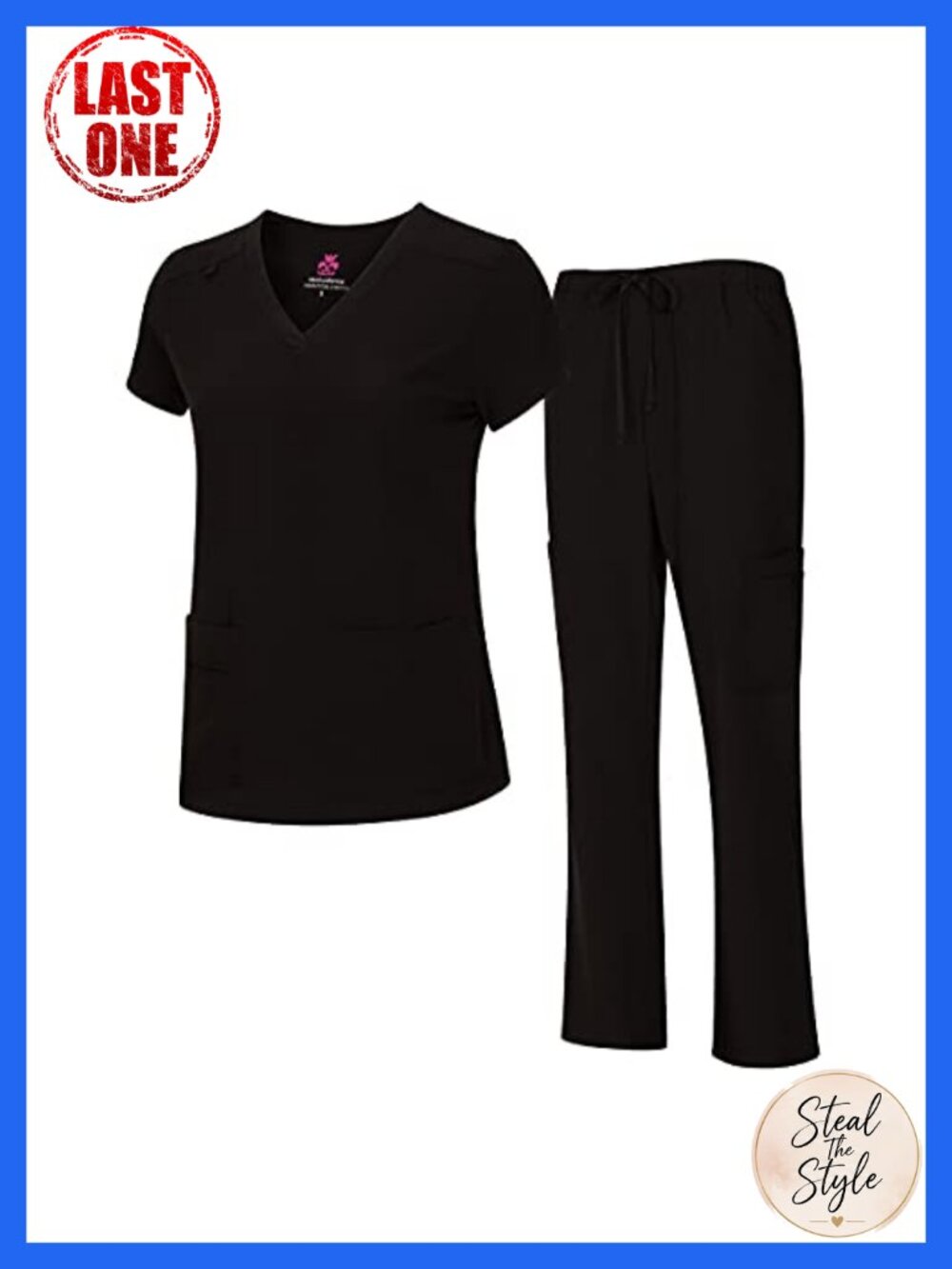 Women's Cool Stretch V-Neck Scrub Set Cargo Pant Medical Uniform